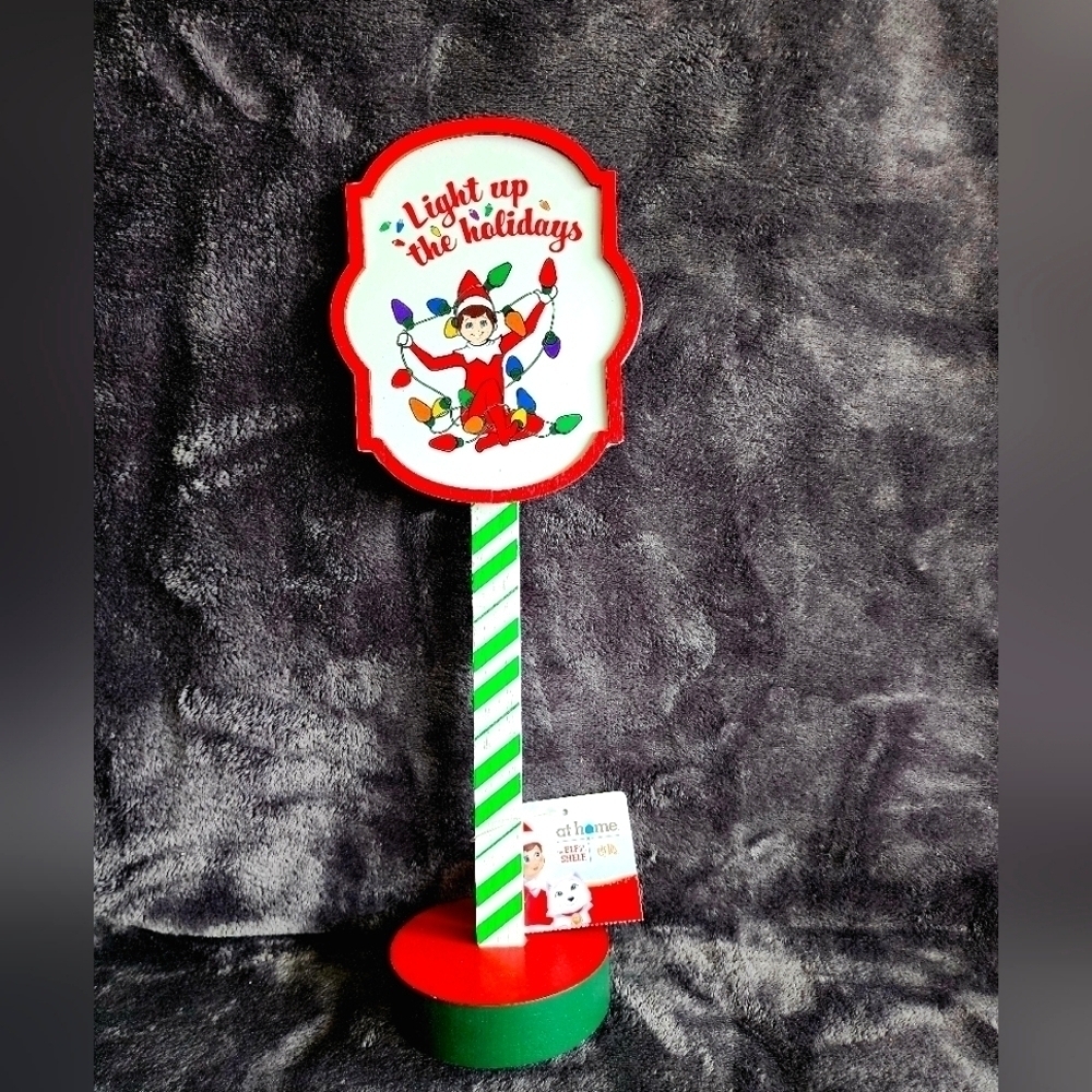 New tall Elf on the shelf Christmas Holiday Greeting Sign LIGHT UP THE HOLIDAYS